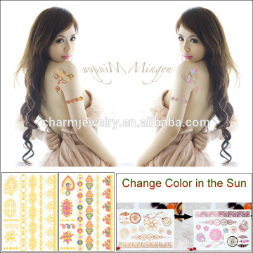 Wholesale Fashion Metallic Tattoo Sticker Change Colour in The Sun for Adults BS-8025